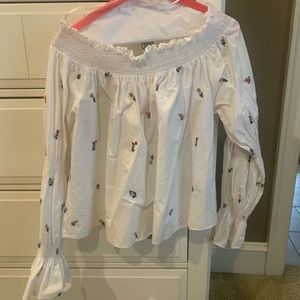 White off shoulder top with flowers